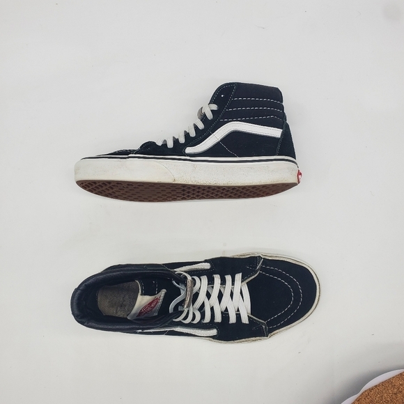 Vans Shoes Mens 5 Womens 6.5 Sk8 Hi Skateboarding Sneakers Black Suede Lace Up - Picture 11 of 14